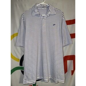 Southern Tide Polo Shirt Large Blue Striped Club Fit Pima Cotton Golf